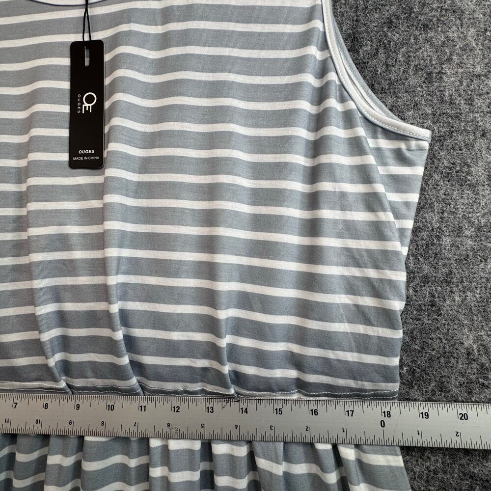 OUGES Women XXL Gray White Striped Sleeveless Cas… - image 6